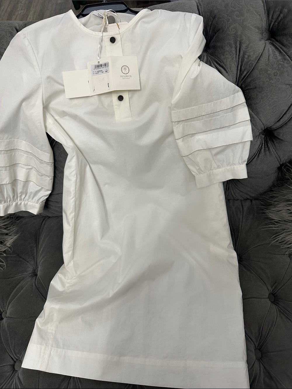 Peserico Cream Button-Front Shift Dress - Picture 4 of 7